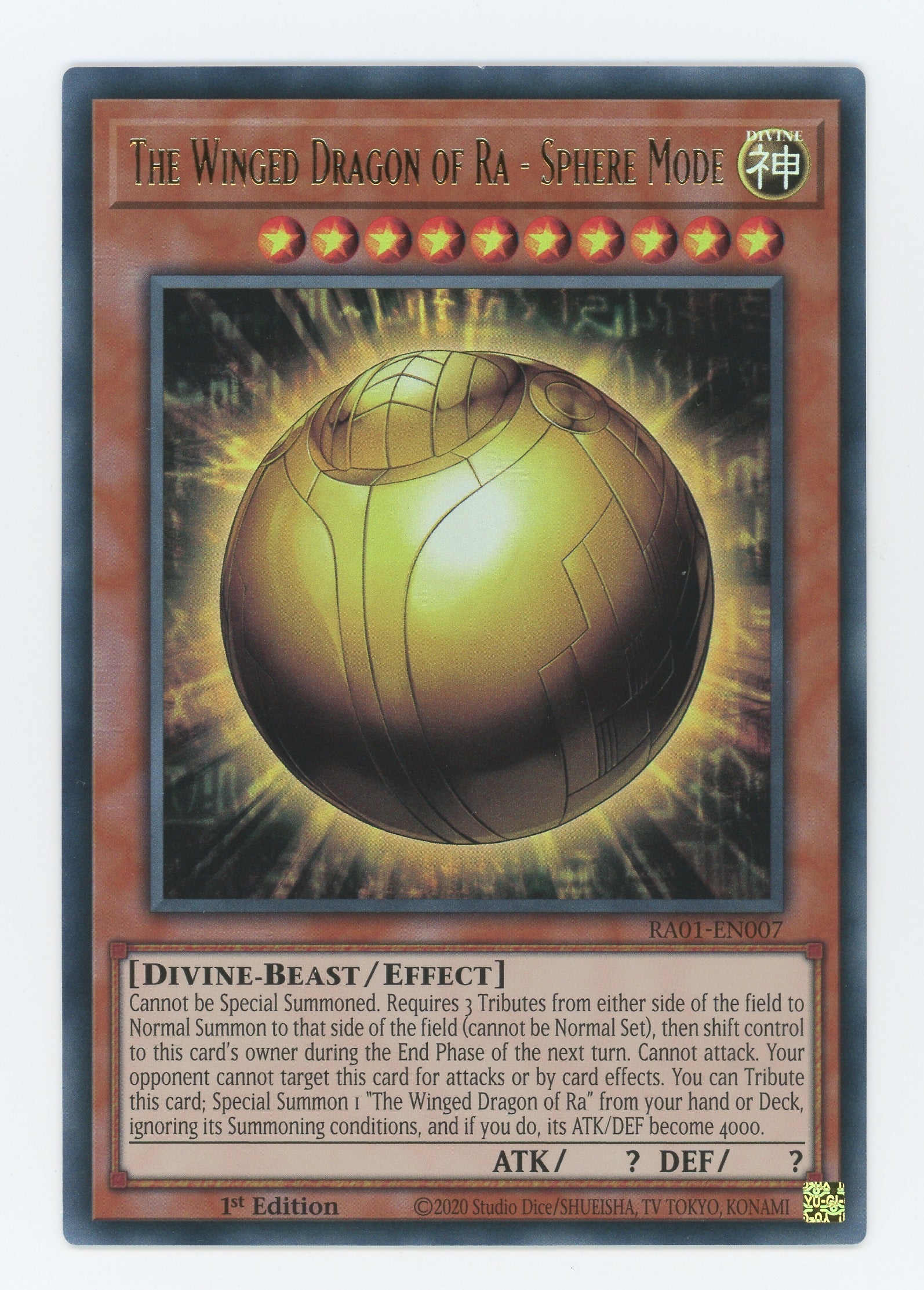 RA01-EN007 - The Winged Dragon of Ra - Sphere Mode - Ultra Rare - Effect Monster - Rarity Collection