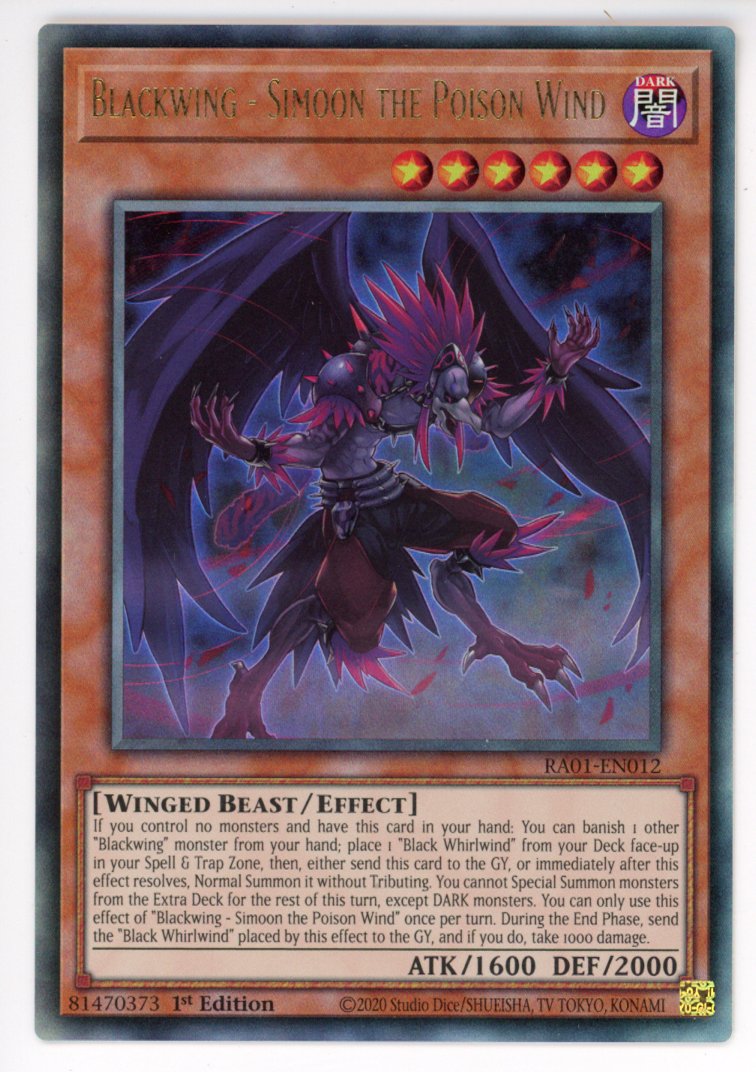 RA01-EN012 - Blackwing - Simoon the Poison Wind - Ultimate Rare - Effe