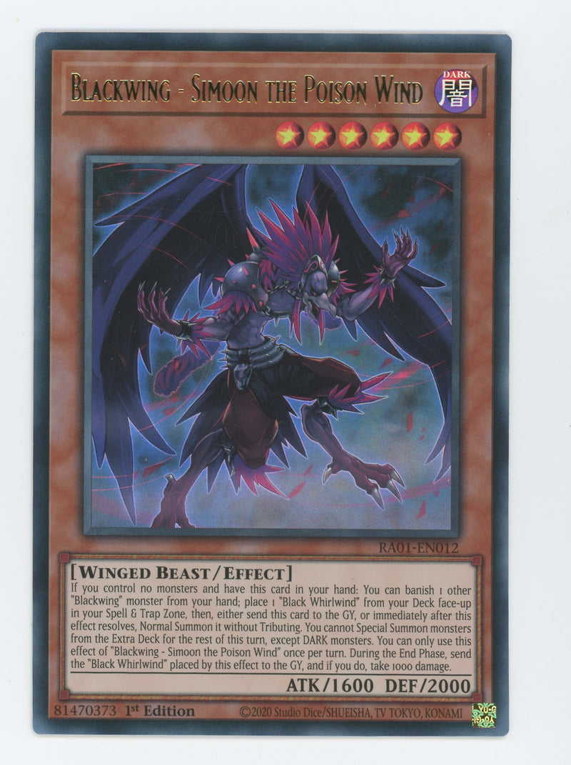 RA01-EN012 - Blackwing - Simoon the Poison Wind - Ultra Rare - Effect Monster - Rarity Collection