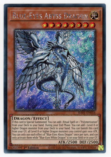 RA01-EN016 - Blue-Eyes Abyss Dragon - Platinum Secret Rare - 25th Anniversary Rarity Collection