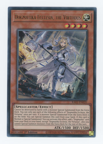 RA01-EN020 - Dogmatika Ecclesia, the Virtuous (UR) - Ultra Rare - 25th Anniversary Rarity Collection