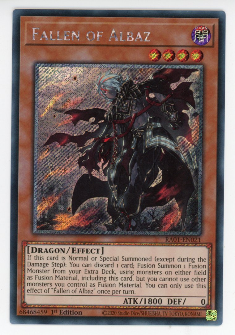 RA01-EN021 - Fallen of Albaz - Platinum Secret Rare - Effect Monster - Rarity Collection