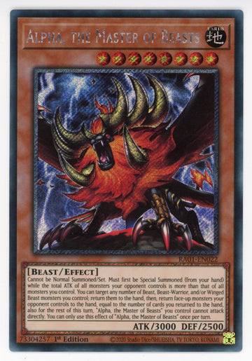 RA01-EN022 - Alpha, the Master of Beasts - Platinum Secret Rare - 25th Anniversary Rarity Collection