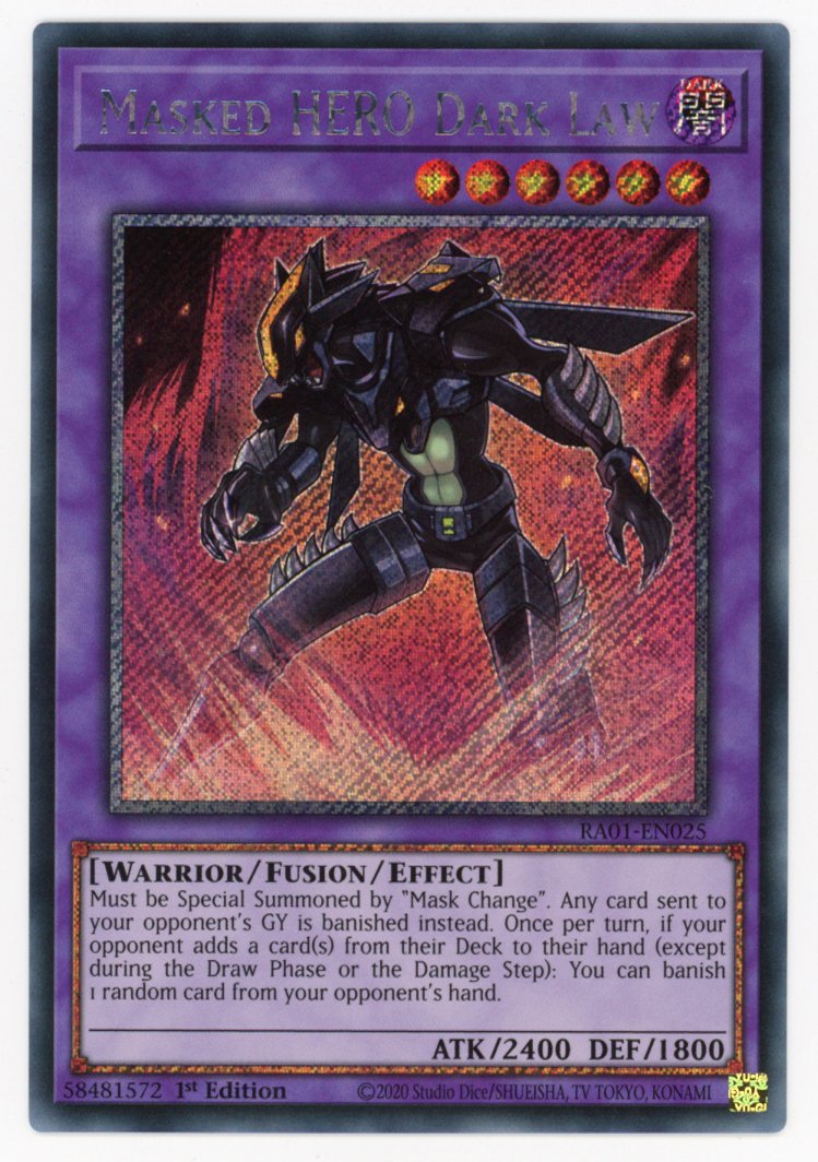 RA01-EN025 - Masked HERO Dark Law - Platinum Secret Rare - Effect Fusion Monster - Rarity Collection