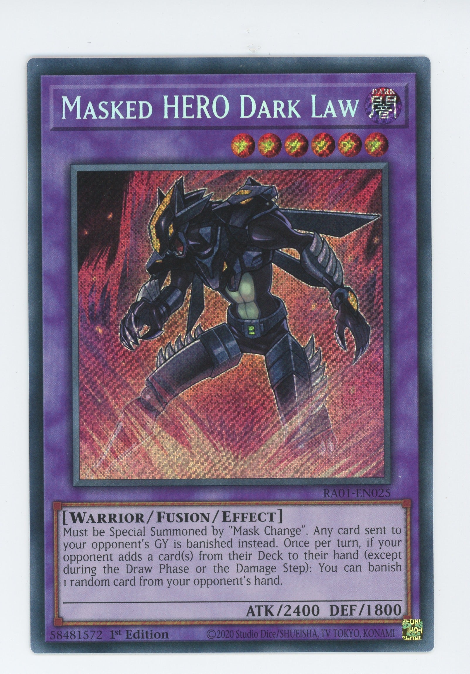 RA01-EN025 - Masked HERO Dark Law - Secret Rare - Effect Fusion Monster - Rarity Collection