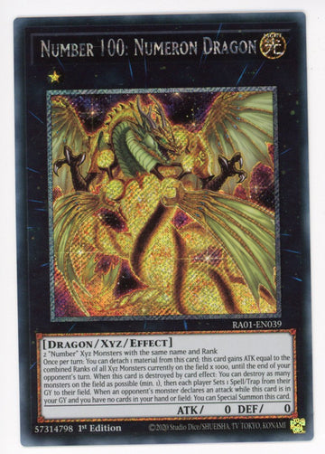 RA01-EN039 - Number 100: Numeron Dragon - Platinum Secret Rare - 25th Anniversary Rarity Collection