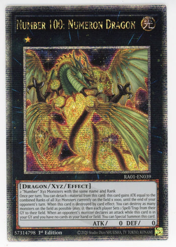 RA01-EN039 - Number 100: Numeron Dragon - Quarter Century Secret Rare - 25th Anniversary Rarity Collection