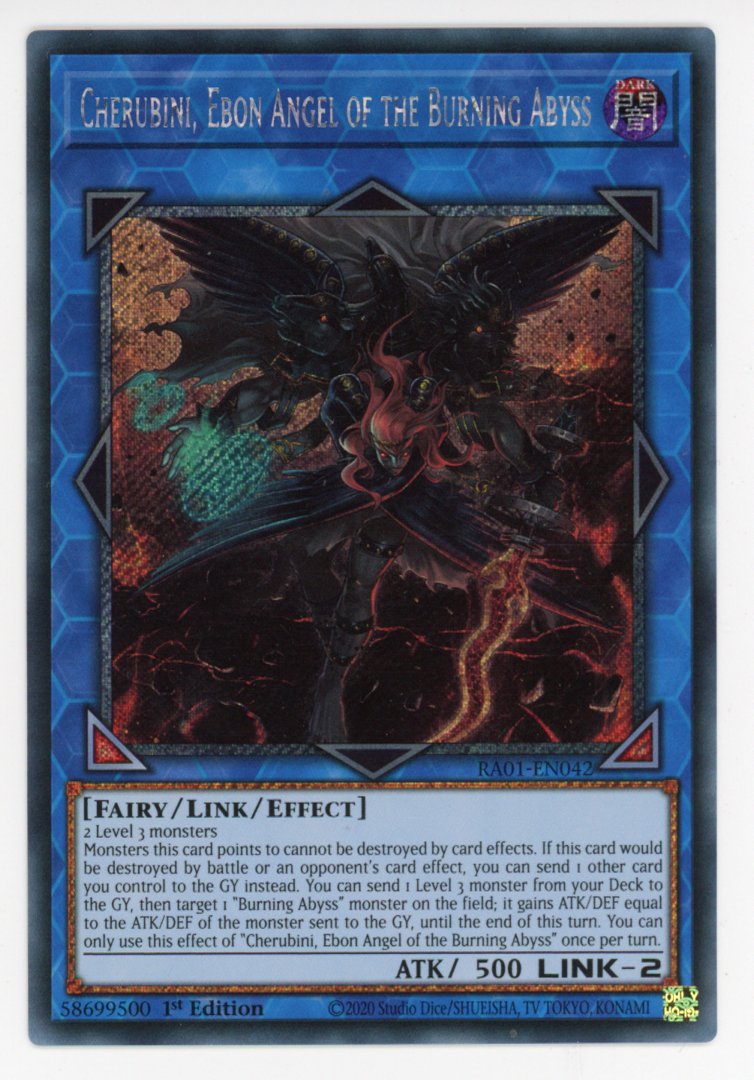 RA01-EN042 - Cherubini, Ebon Angel of the Burning Abyss - Platinum Secret Rare - Effect Link Monster - Rarity Collection