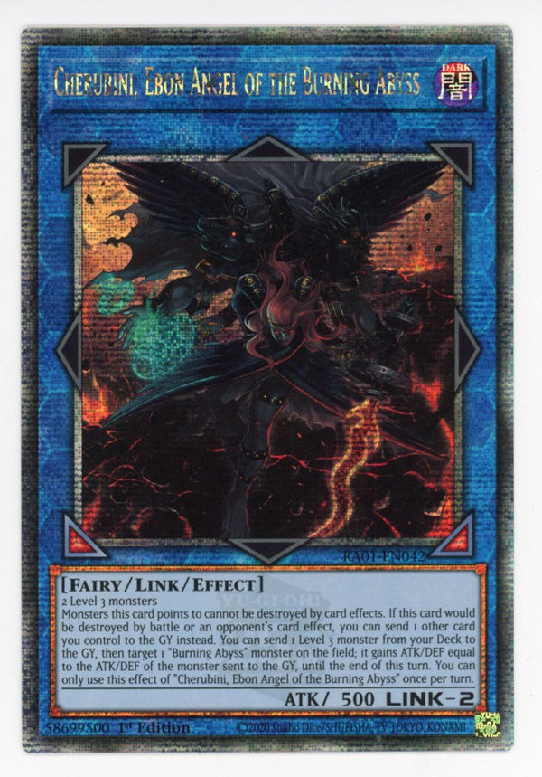 RA01-EN042 - Cherubini, Ebon Angel of the Burning Abyss - Quarter Century Secret Rare - Effect Link Monster - Rarity Collection