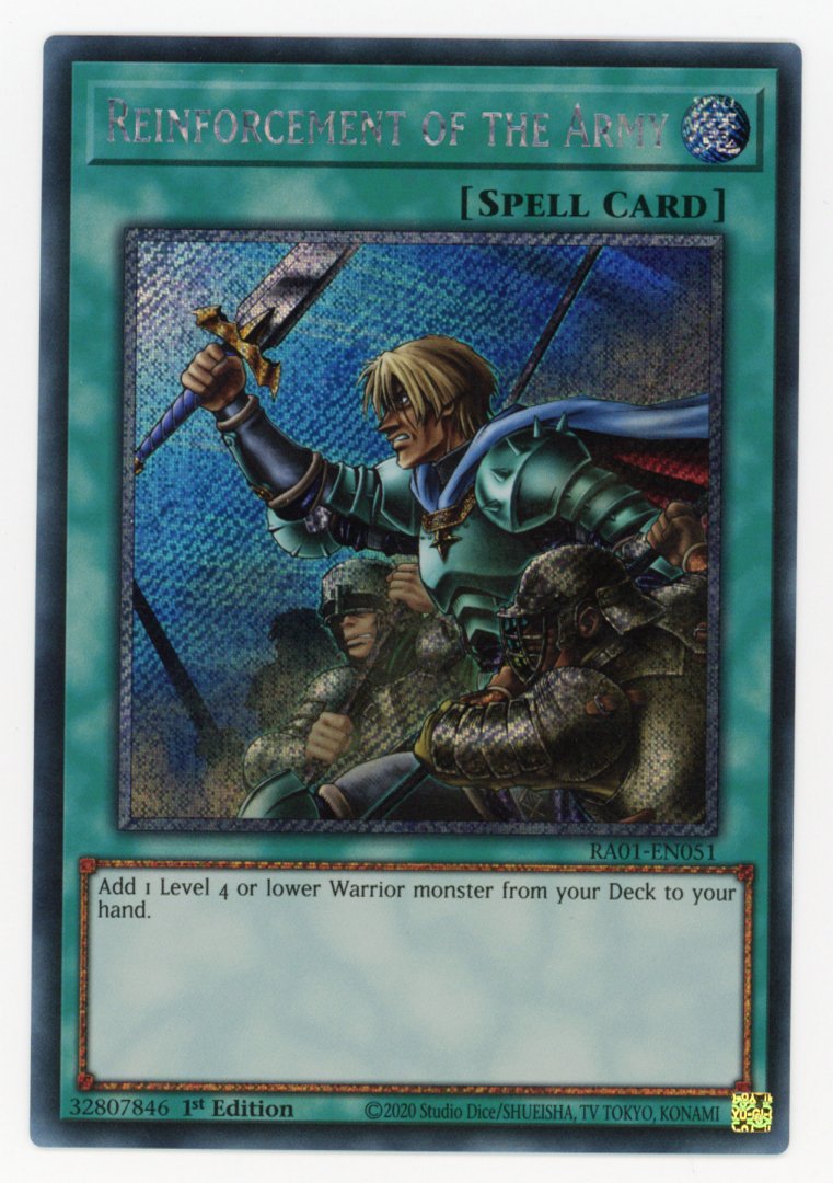 RA01-EN051 - Reinforcement of the Army - Platinum Secret Rare - Normal Spell - Rarity Collection