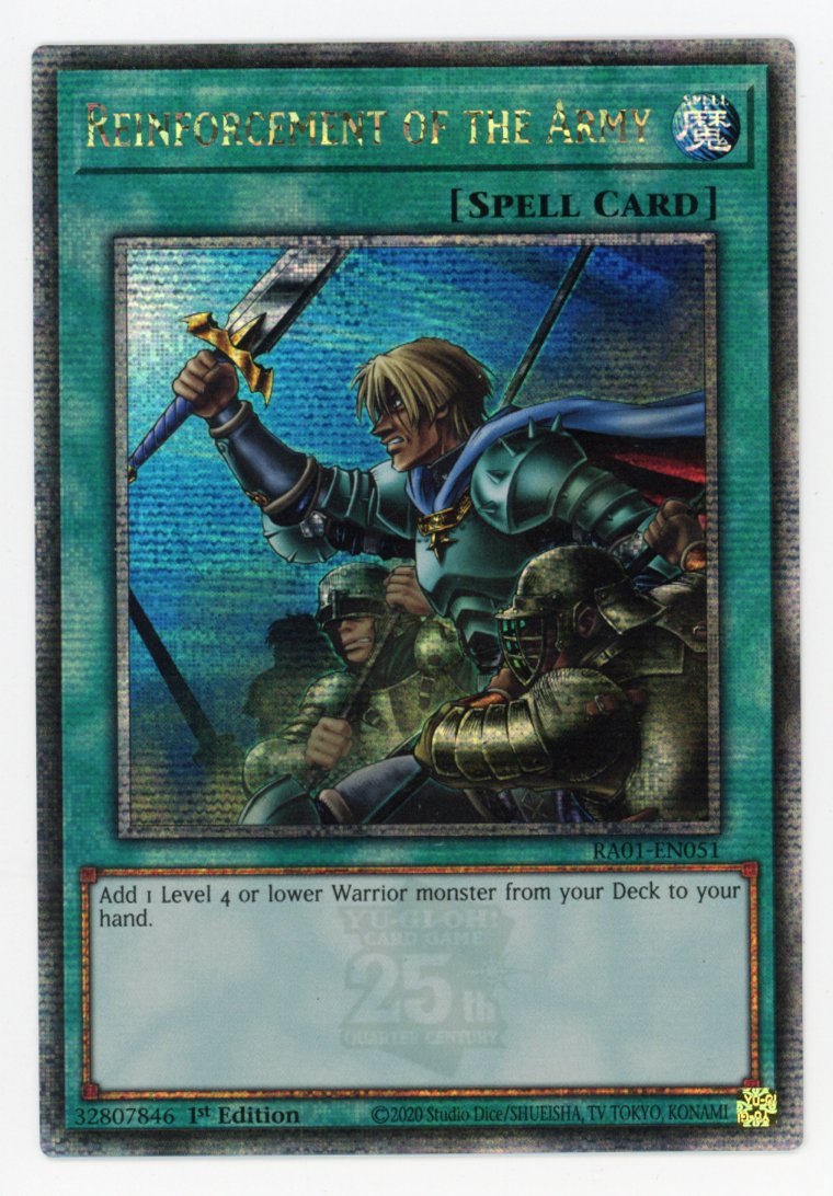 RA01-EN051 - Reinforcement of the Army - Quarter Century Secret Rare - Normal Spell - Rarity Collection