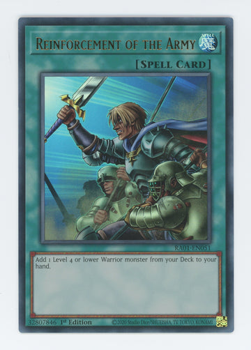 RA01-EN051 - Reinforcement of the Army (UR) - Ultra Rare - 25th Anniversary Rarity Collection