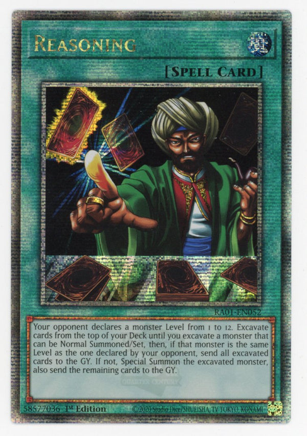 RA01-EN052 - Reasoning - Quarter Century Secret Rare - Normal Spell - Rarity Collection