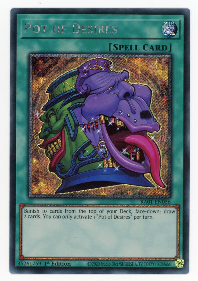 RA01-EN056 - Pot of Desires - Platinum Secret Rare - Normal Spell - Rarity Collection