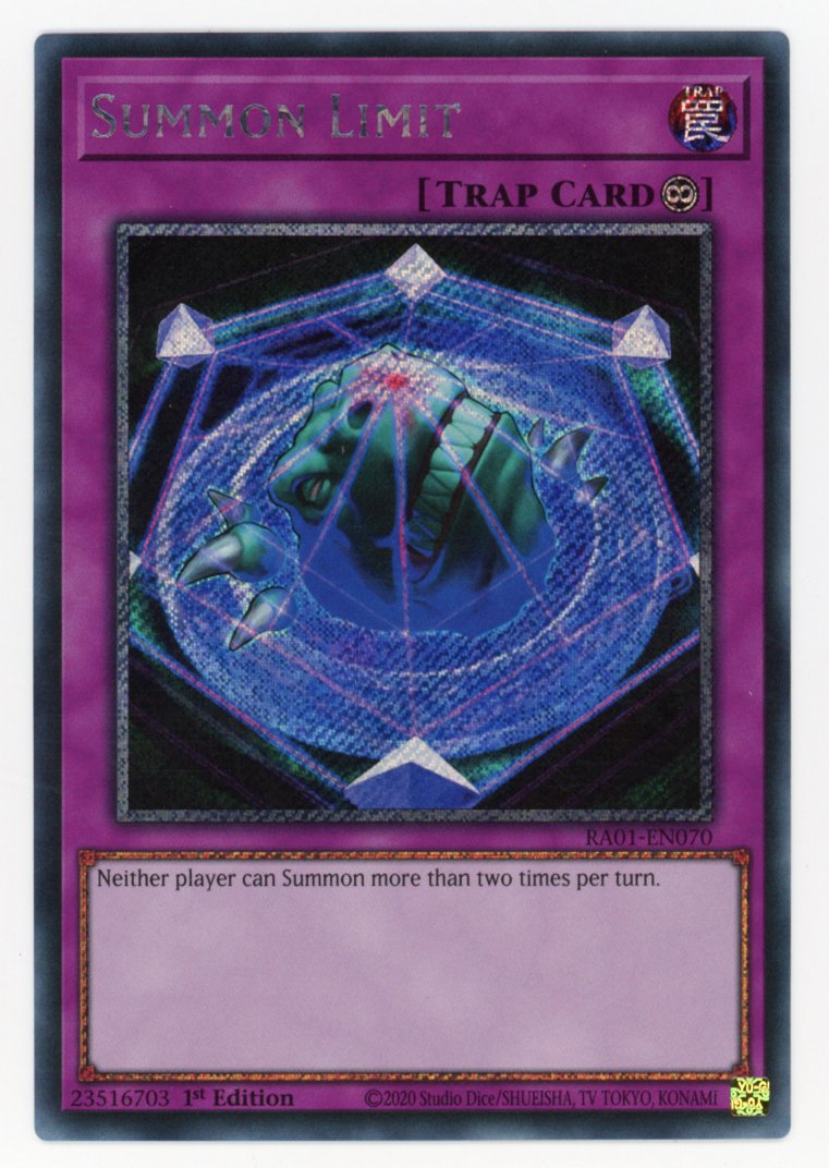 RA01-EN070 - Summon Limit - Platinum Secret Rare - Continuous Trap - Rarity Collection