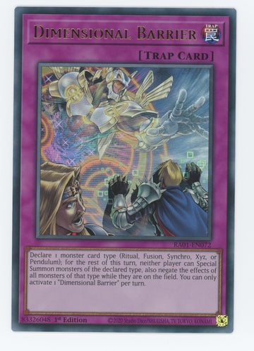 RA01-EN072 - Dimensional Barrier (UR) - Ultra Rare - 25th Anniversary Rarity Collection