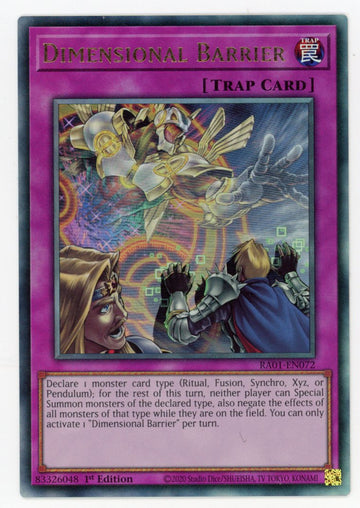 RA01-EN072 - Dimensional Barrier (PUR) - Ultimate Rare - 25th Anniversary Rarity Collection
