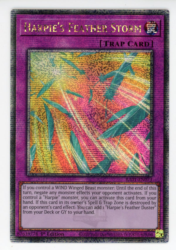 RA01-EN073 - Harpie's Feather Storm - Quarter Century Secret Rare - Normal Trap - Rarity Collection