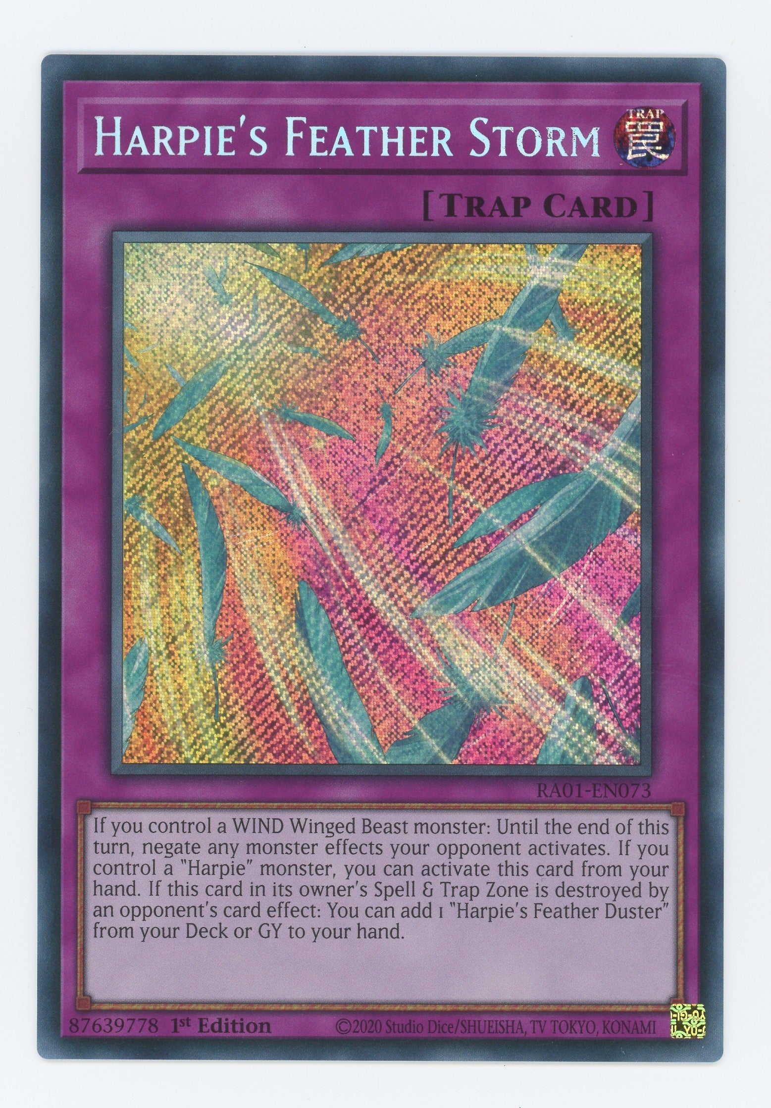 RA01-EN073 - Harpie's Feather Storm - Secret Rare - Normal Trap - Rarity Collection