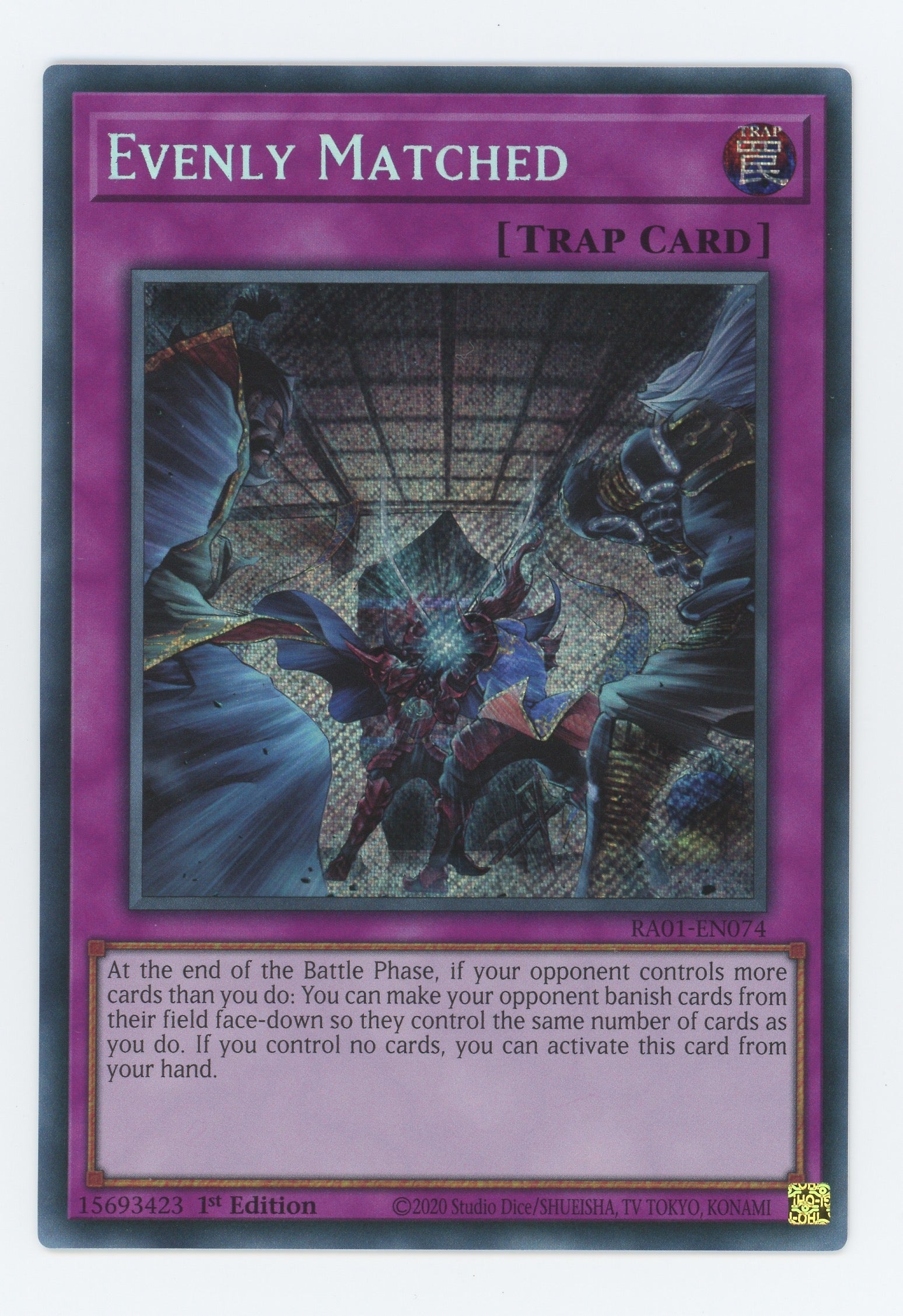 RA01-EN074 - Evenly Matched - Secret Rare - Normal Trap - Rarity Collection