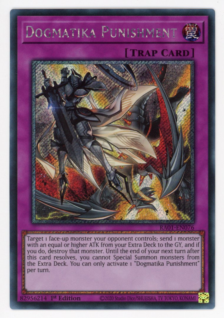 RA01-EN076 - Dogmatika Punishment - Platinum Secret Rare - Normal Trap - Rarity Collection