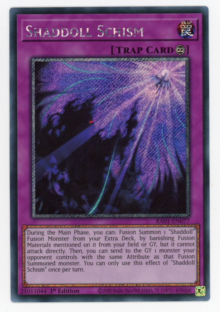 RA01-EN077 - Shaddoll Schism - Platinum Secret Rare - Continuous Trap - Rarity Collection