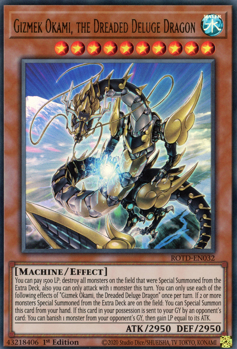 ROTD-EN032 - Gizmek Okami, the Dreaded Deluge Dragon - Ultra Rare - Effect Monster - Rise of the Duelist