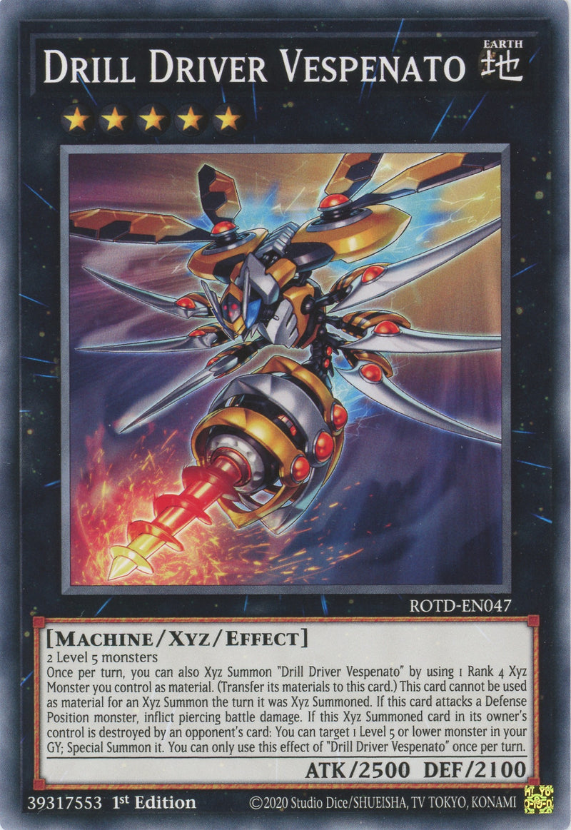 ROTD-EN047 - Drill Driver Vespenato - Common - Effect Xyz Monster - Rise of the Duelist