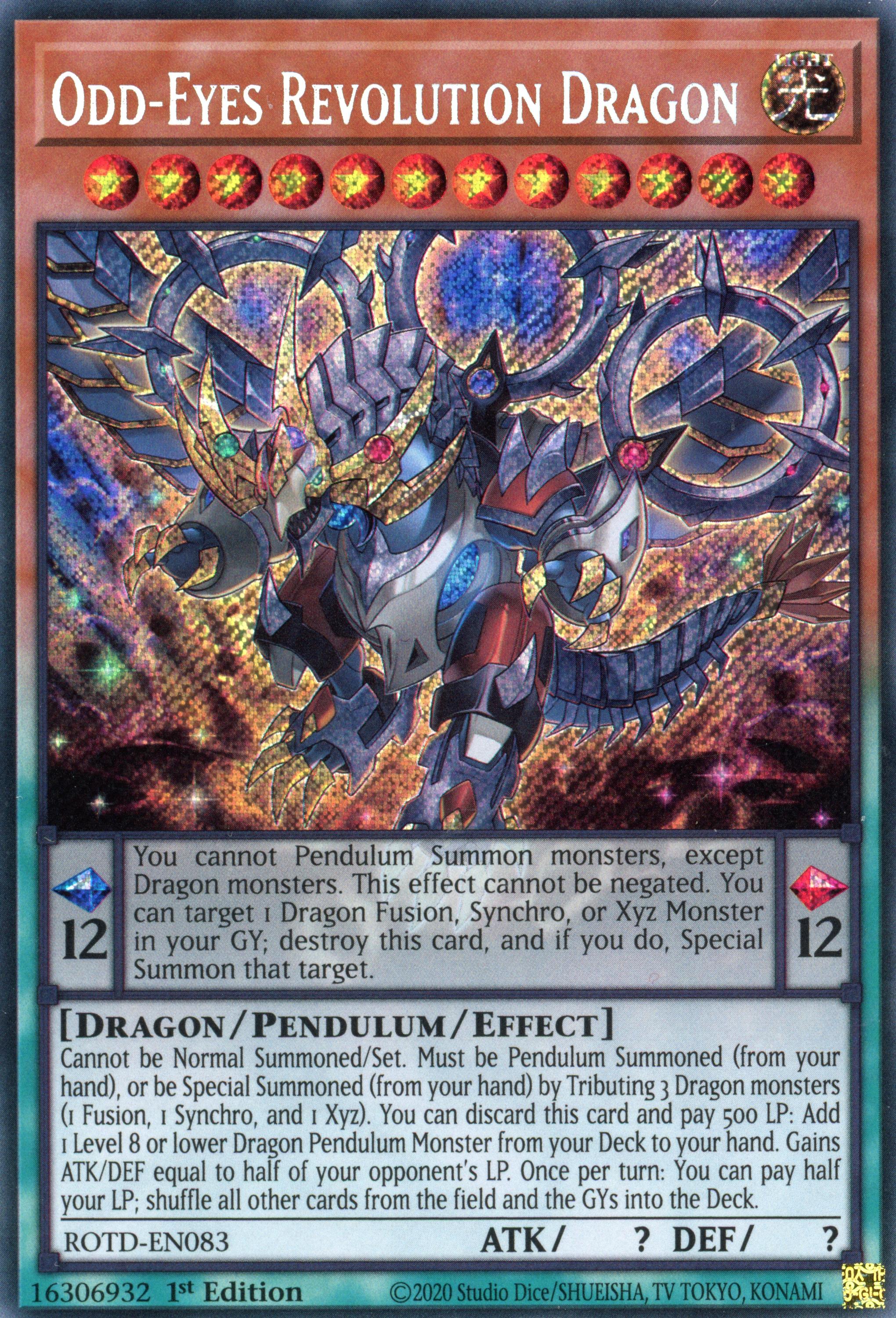 ROTD-EN083 - Odd-Eyes Revolution Dragon - Secret Rare - Effect Pendulum Monster - Rise of the Duelist