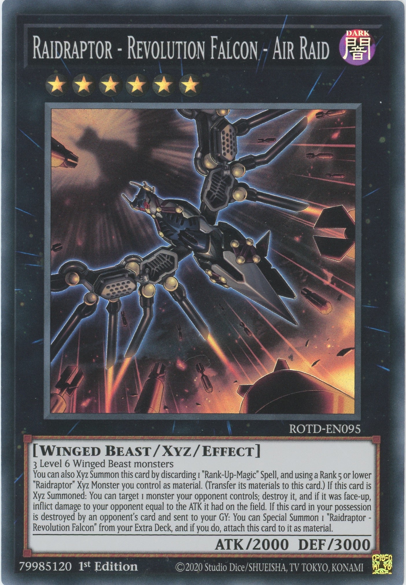 ROTD-EN095 - Raidraptor - Revolution Falcon - Air Raid - Super Rare - Effect Xyz Monster - Rise of the Duelist