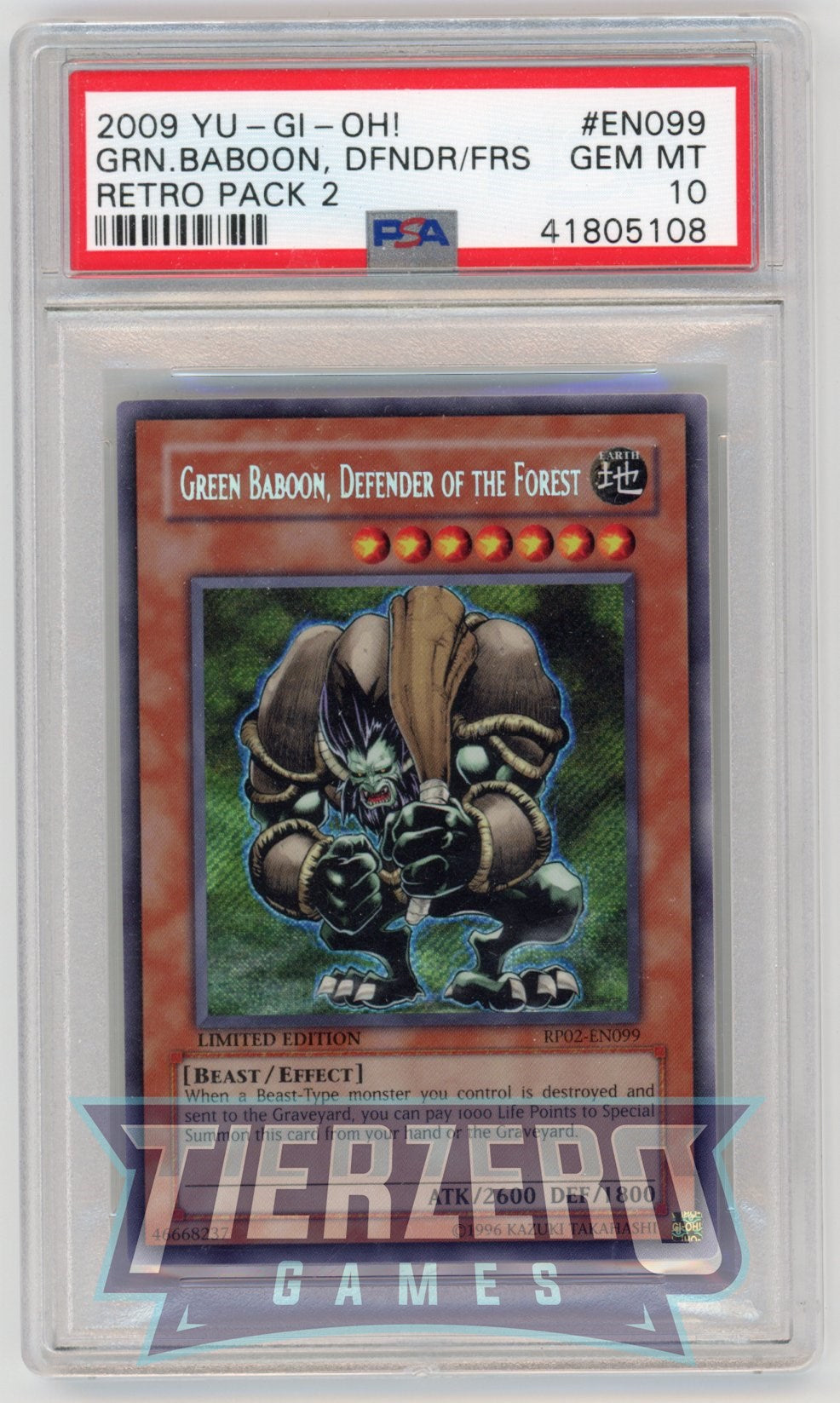 RP02-EN099 - Green Baboon, Defender of the Forest - Secret Rare - PSA 10