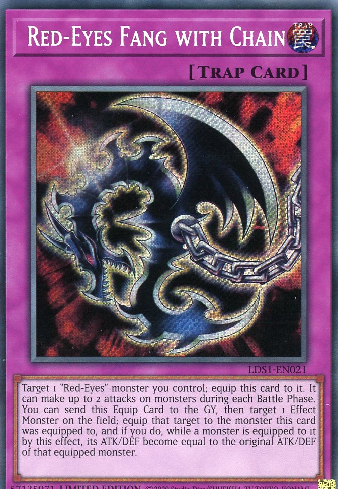 LDS1-EN021 - Red-Eyes Fang with Chain - Secret Rare - Normal Trap - Legendary Duelists Season 1