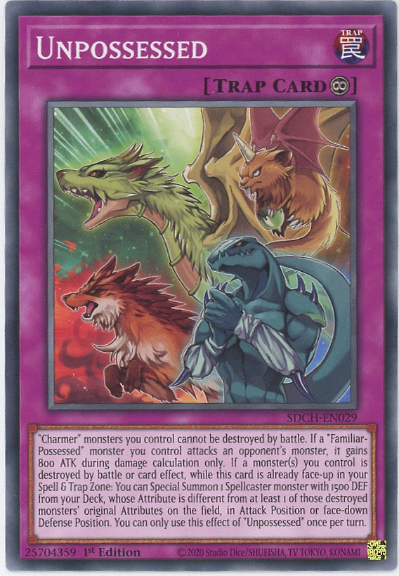 yugioh charmer cards SDCH-EN029 - Unpossessed - Common - Continuous Trap