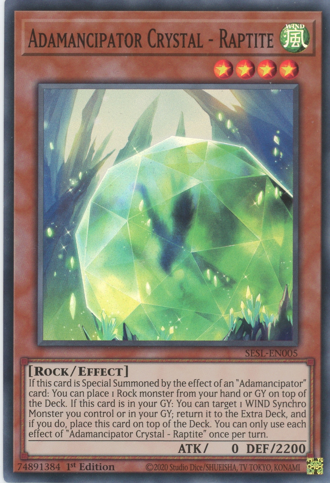 SESL-EN005 - Adamancipator Crystal - Raptite - Super Rare - Effect Monster - Secret Slayers