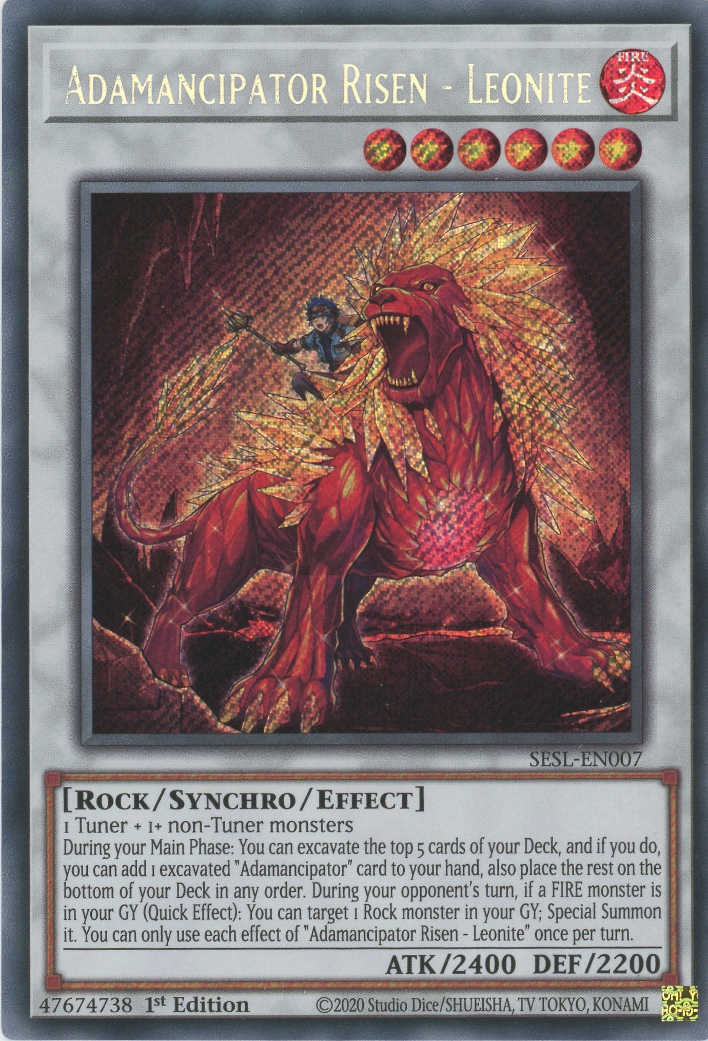 SESL-EN007 - Adamancipator Risen - Leonite - Secret Rare - Effect Synchro Monster - Secret Slayers