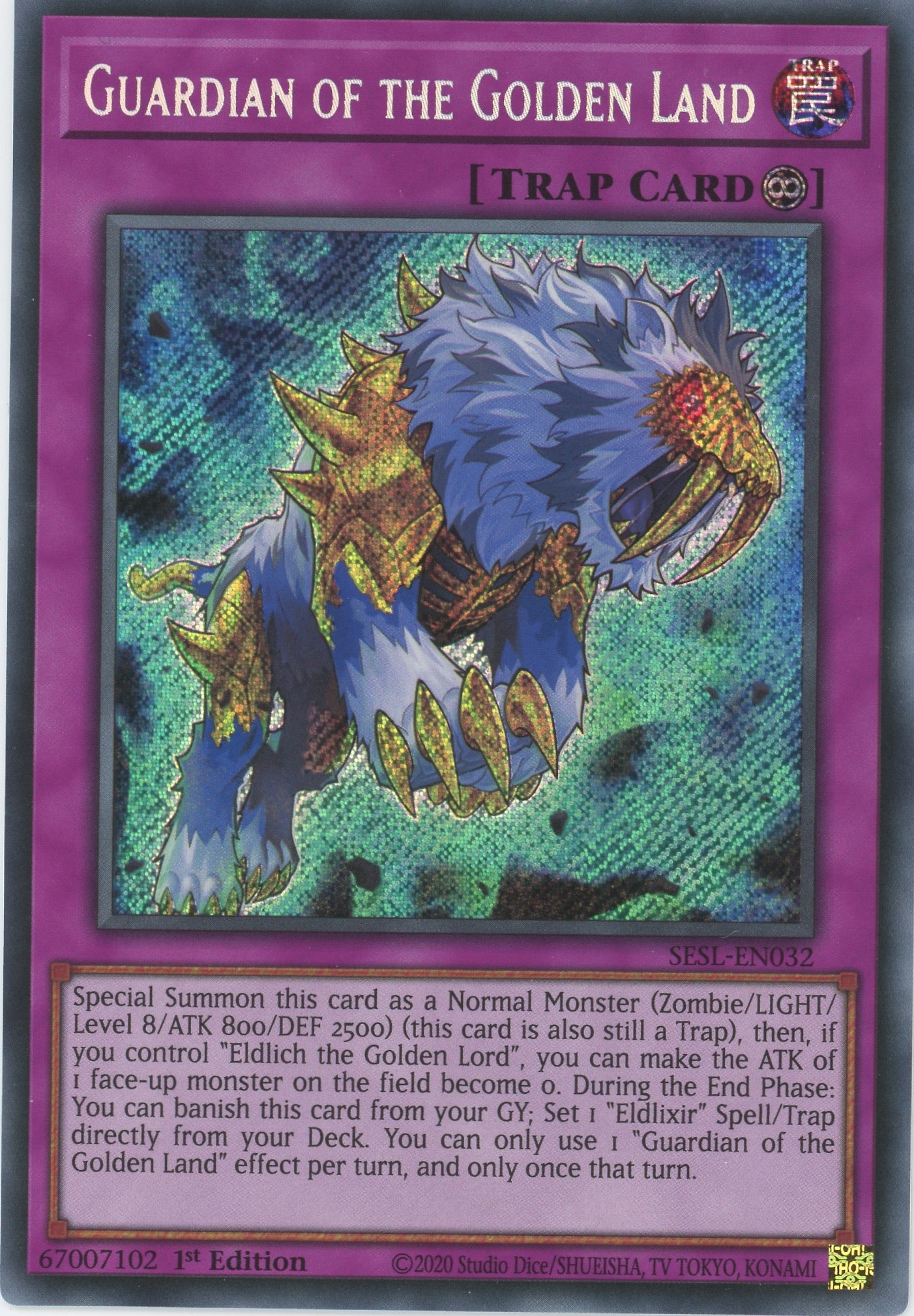 SESL-EN032 - Guardian of the Golden Land - Secret Rare - Continuous Trap - Secret Slayers