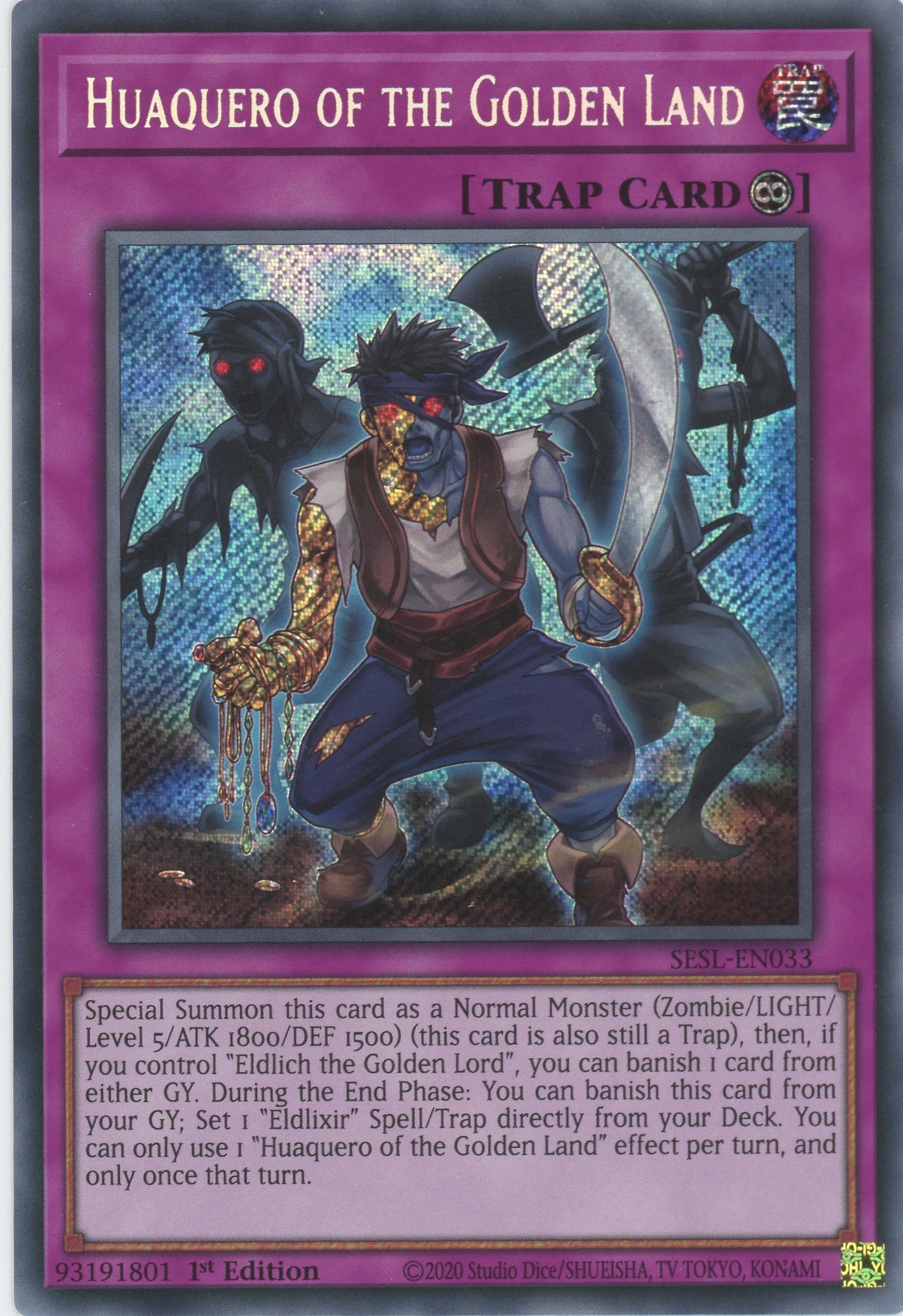 SESL-EN033 - Huaquero of the Golden Land - Secret Rare - Continuous Trap - Secret Slayers