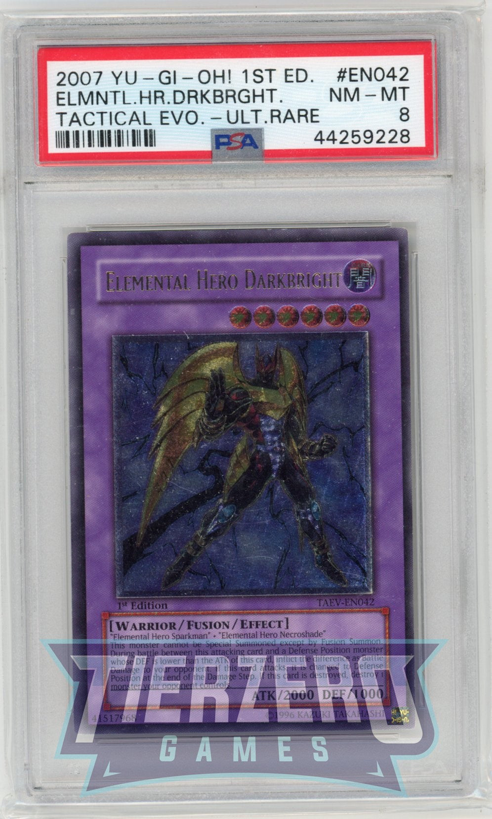 TAEV-EN042 - Elemental Hero Darkbright - Ultimate Rare - PSA 8 - 1st Edition