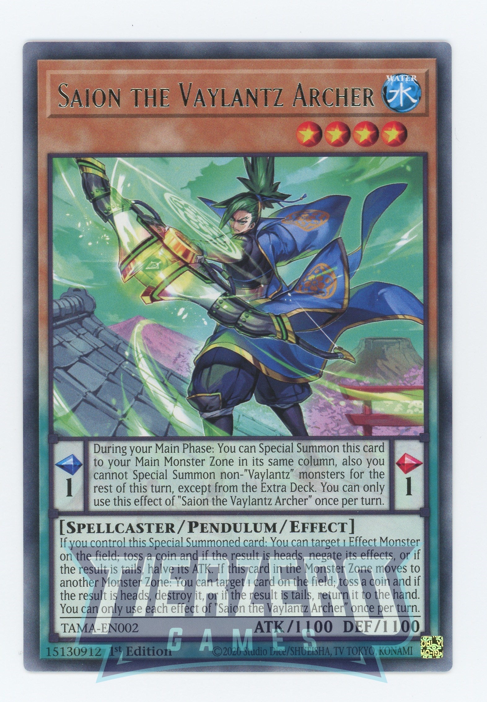 TAMA-EN002 - Saion the Vaylantz Archer - Rare - Effect Pendulum Monster - Tactical Masters