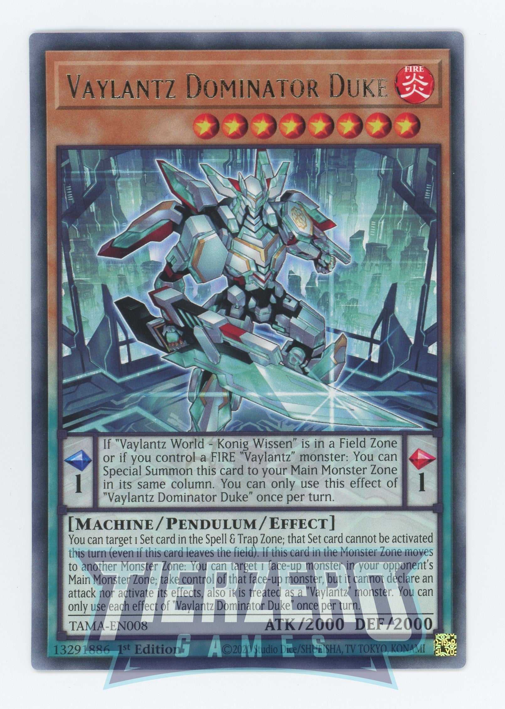 TAMA-EN008 - Vaylantz Dominator Duke - Rare - Effect Pendulum Monster - Tactical Masters