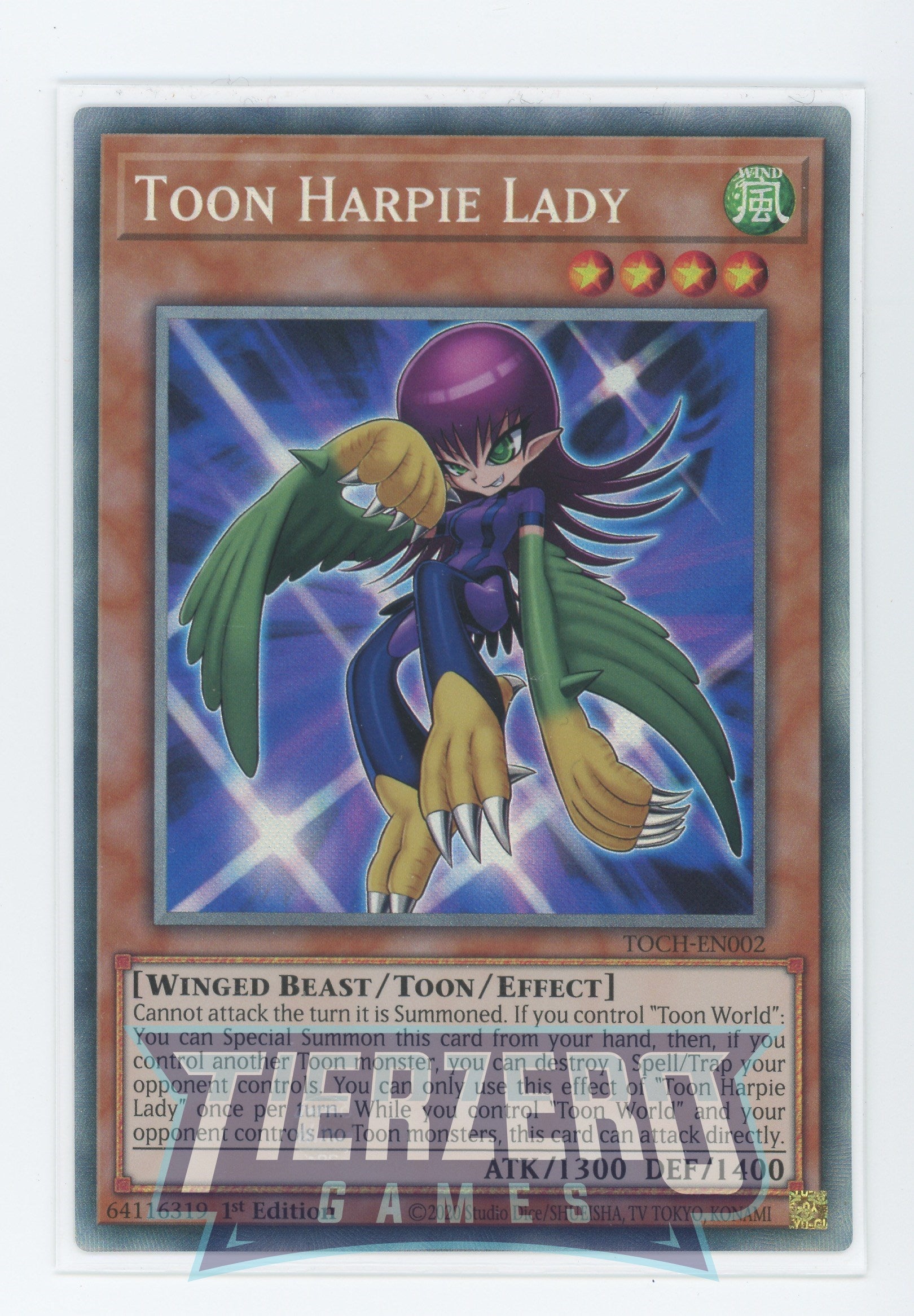 TOCH-EN002 - Toon Harpie Lady - Collectors Rare - Toon monster - Toon Chaos 1st edition