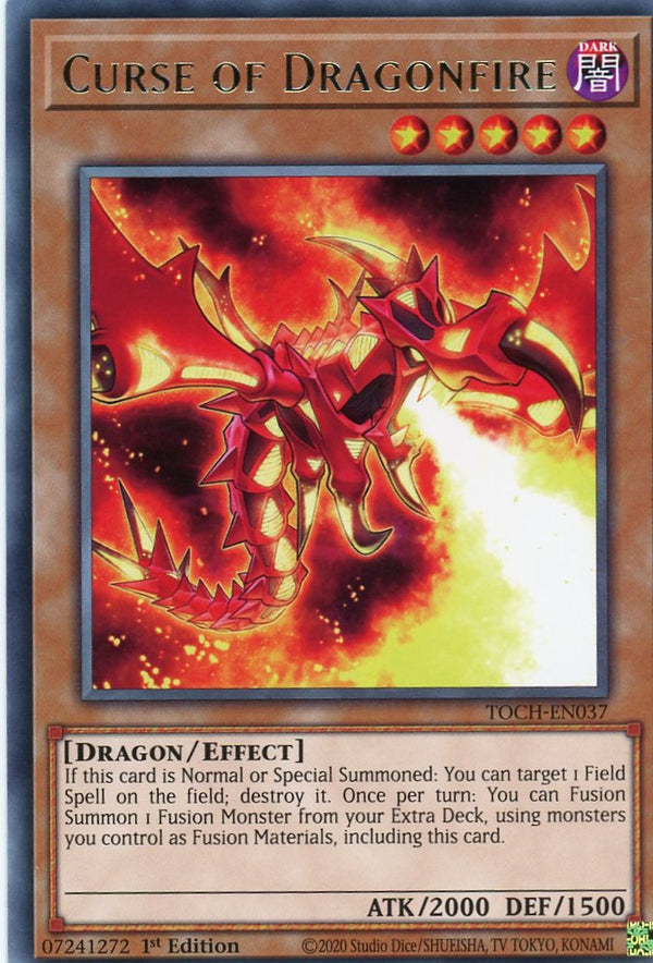 TOCH-EN037 - Curse of Dragonfire - Rare - Effect Monster - Toon Chaos 1st edition
