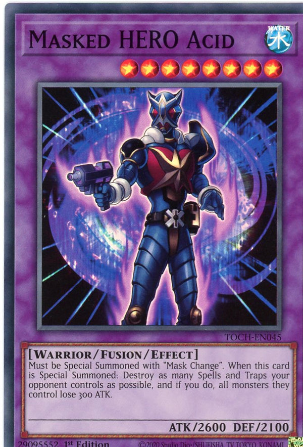 TOCH-EN045 - Masked HERO Acid - Super Rare - Effect Fusion Monster - Toon Chaos 1st edition
