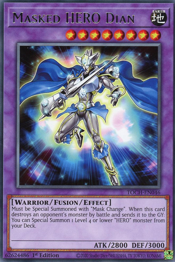 TOCH-EN046 - Masked HERO Dian - Rare - Effect Fusion Monster - Toon Chaos 1st edition
