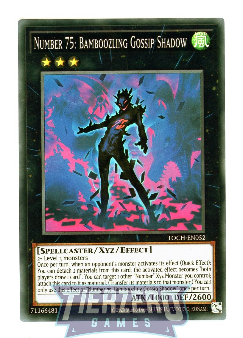 TOCH-EN052 - Number 75: Bamboozling Gossip Shadow - Super Rare - Effect Xyz Monster - Toon Chaos 1st edition