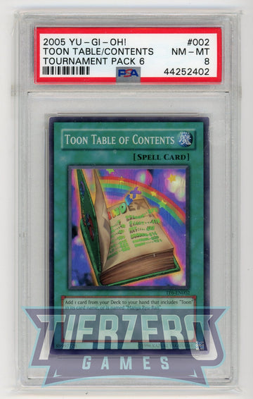 TP6-EN002 - Toon Table of Contents - Super Rare - Tournament Pack 6 - PSA 8