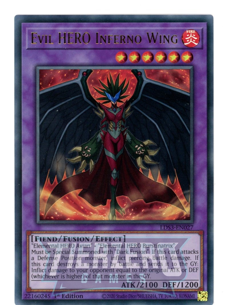 LDS3-EN027 - Evil HERO Inferno Wing - Ultra Rare - Effect Fusion Monster - Legendary Duelists Season 3