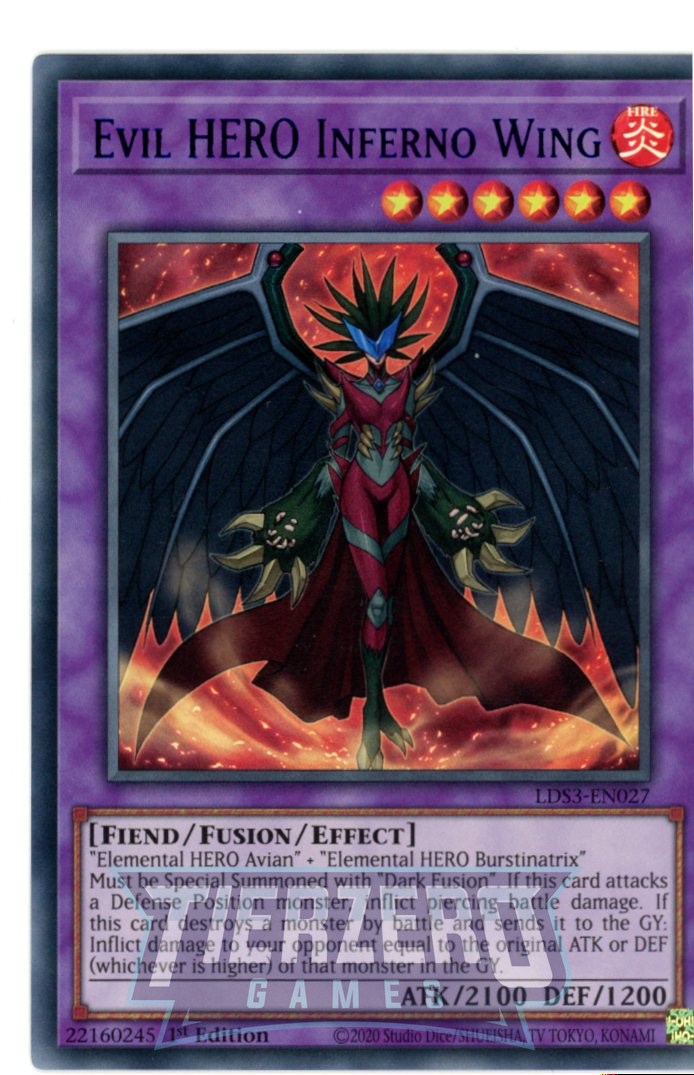 LDS3-EN027 - Evil HERO Inferno Wing - Blue Ultra Rare - Effect Fusion Monster - Legendary Duelists Season 3