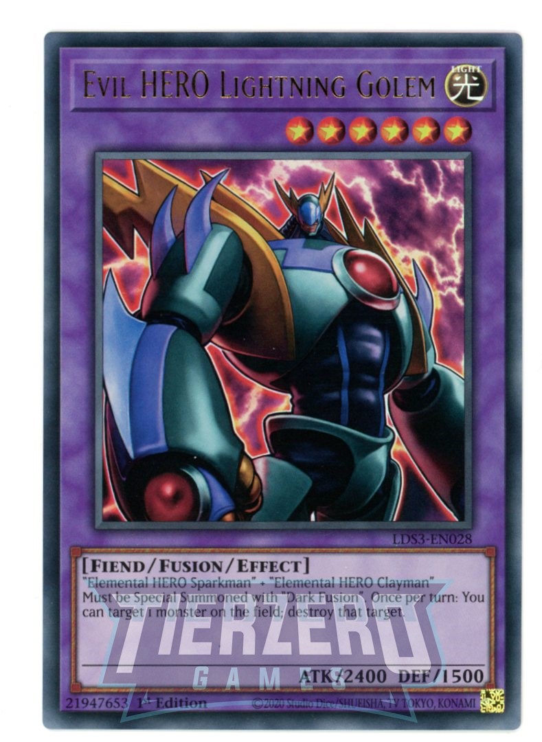 LDS3-EN028 - Evil HERO Lightning Golem - Ultra Rare - Effect Fusion Monster - Legendary Duelists Season 3