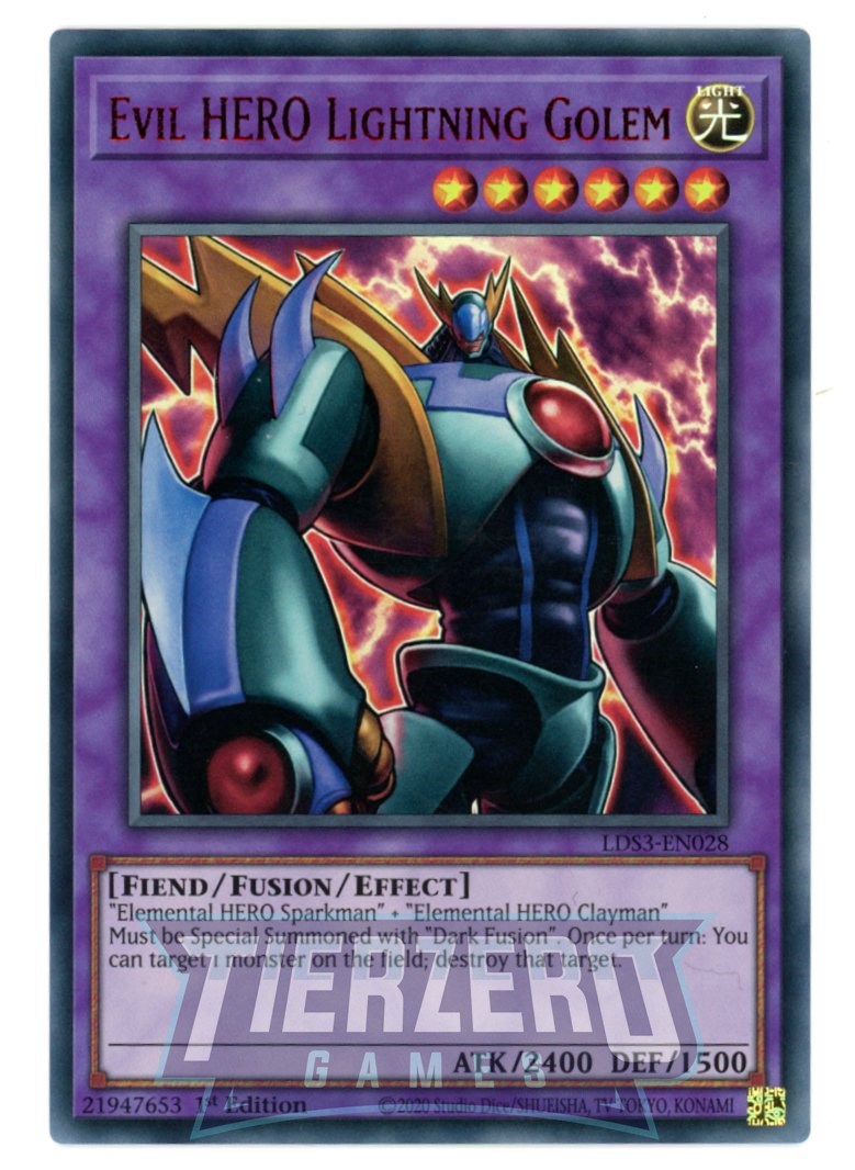 LDS3-EN028 - Evil HERO Lightning Golem - Red Ultra Rare - Effect Fusion Monster - Legendary Duelists Season 3